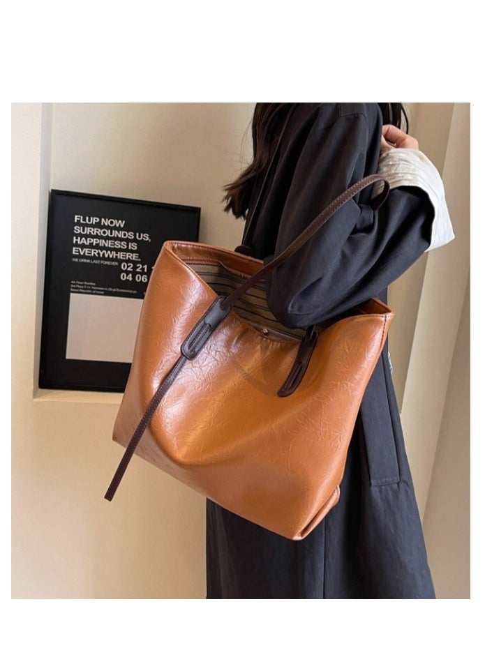 Women's Shoulder Tote Bag Faux Leather Handbag for Women Large Capacity Messenger Fashionable Travel Shoulder Bag for Ladies Girls College Students