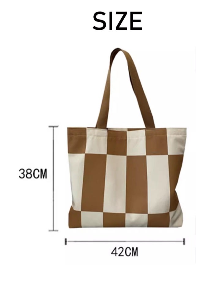 Women's Shoulder Tote Bag Canvas Handbag For Women Large Capacity Bucket Bag Fashionable Travel Messenger Shoulder Bag for Ladies Girls College Students