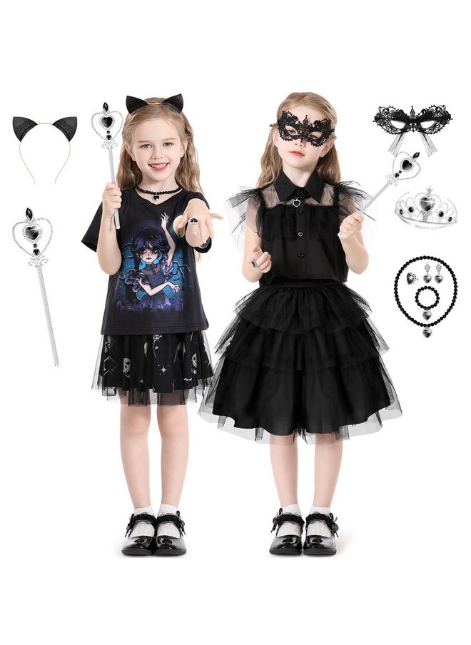 Black Costume Dress For Girls,Black Family Costumes Dress For Girls, Black Princess Dresses For Girls Ages 3,4,5,6 Years Old,Halloween Birthday Gift