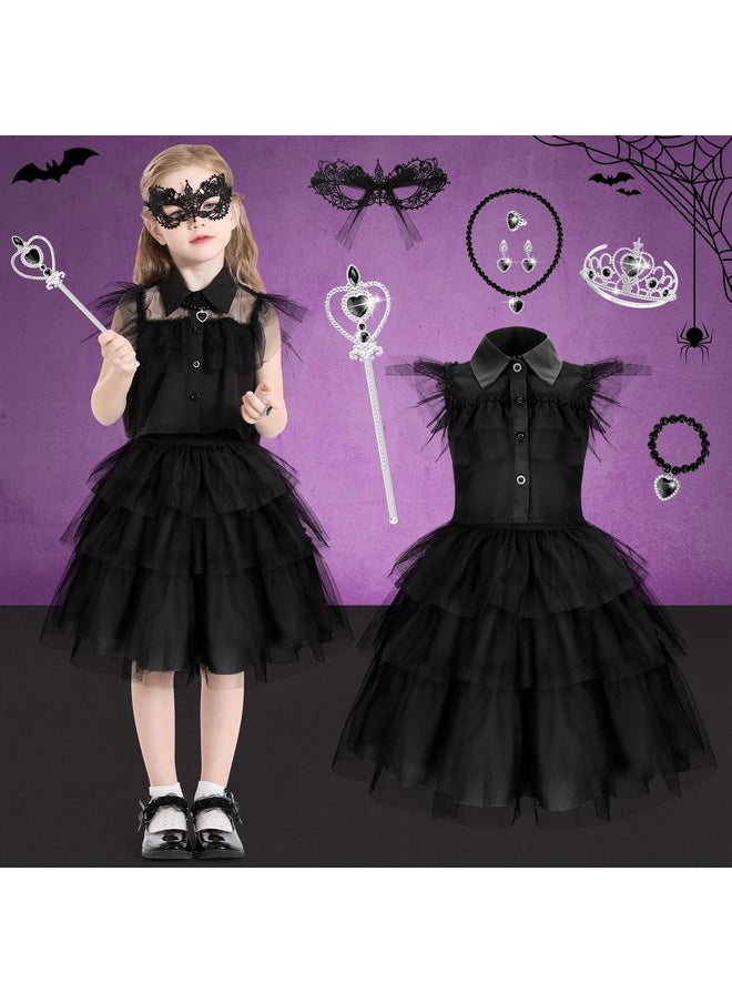 Black Costume Dress For Girls,Black Family Costumes Dress For Girls, Black Princess Dresses For Girls Ages 3,4,5,6 Years Old,Halloween Birthday Gift