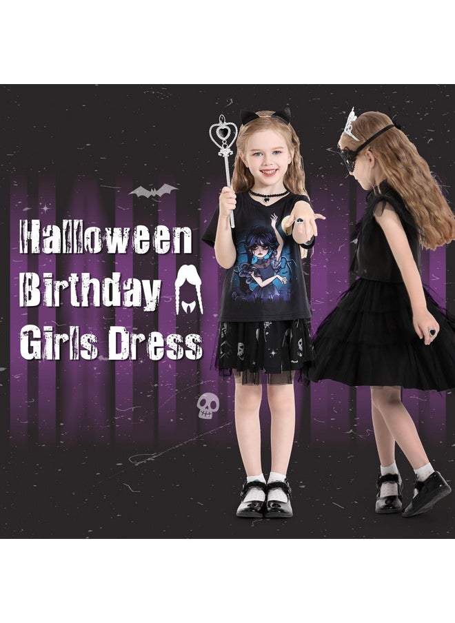 Black Costume Dress For Girls,Black Family Costumes Dress For Girls, Black Princess Dresses For Girls Ages 3,4,5,6 Years Old,Halloween Birthday Gift