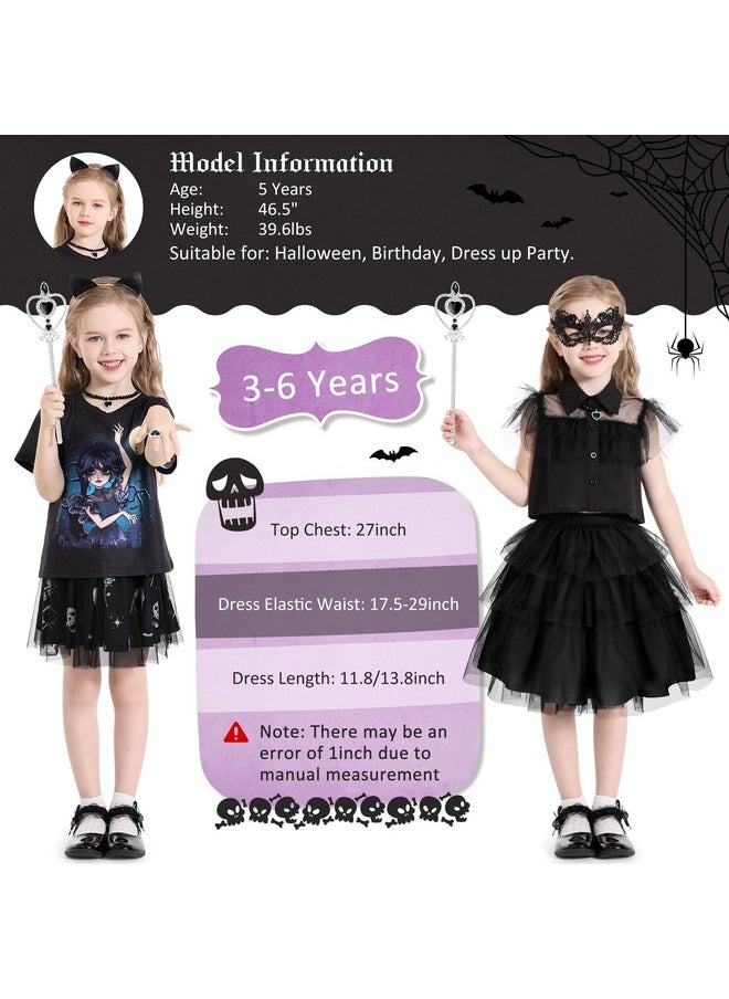 Black Costume Dress For Girls,Black Family Costumes Dress For Girls, Black Princess Dresses For Girls Ages 3,4,5,6 Years Old,Halloween Birthday Gift