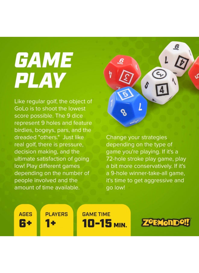 Zobmondo!! GOLO Golf Dice Game | for Golfers, Families, and Kids | Portable Fun Game for Home, Travel, Camping, Vacation, Beach | Award Winner