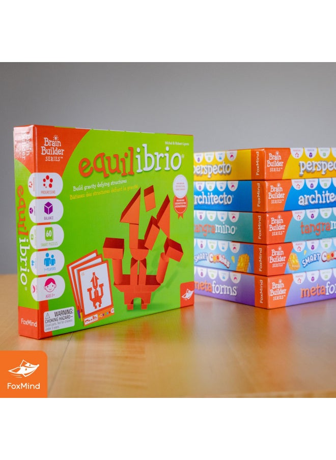 Foxmind Games: Equilibrio Spatial Logic and Dexterity Game, Build Gravity Defying Structures, 60 Smart Puzzles to Work Through, 6 Levels of Complexity, Develops STEM Skills, 1+ Players, For Ages 5+