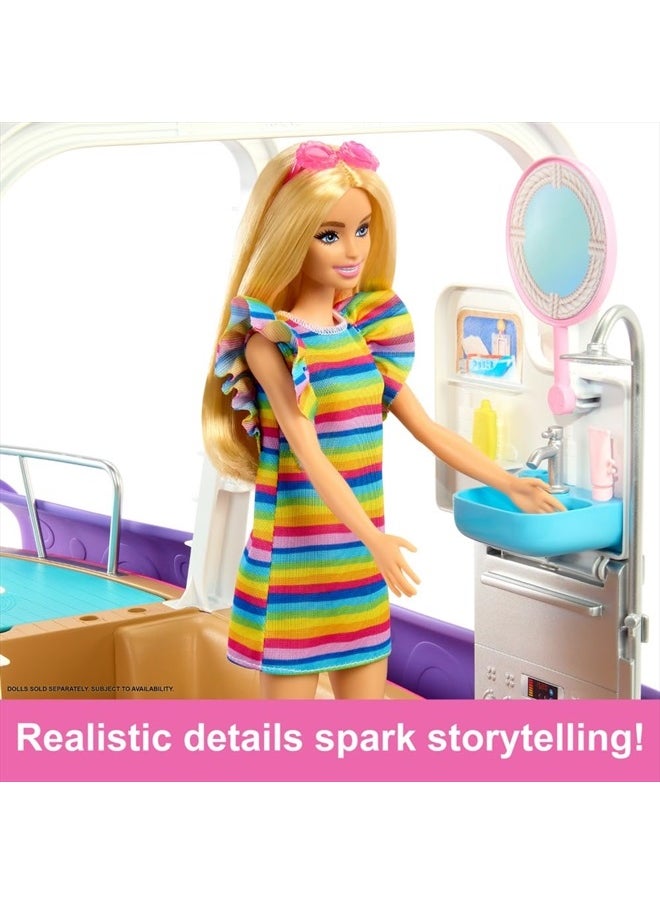 Dream Boat Playset with 20+ Ocean-Themed Accessories Sized to Fashion Dolls Including Pool, Slide & Dolphin