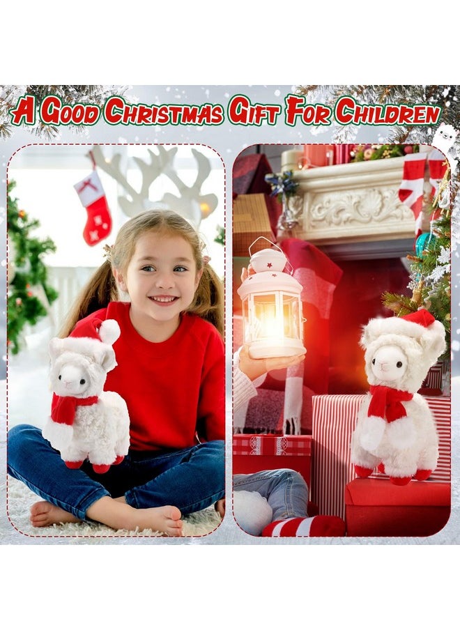 8 Inch Christmas Stuffed Animal Christmas Plush Doll With Santa Hat For Holiday Decoration, Christmas Winter Gifts (Alpaca Style)