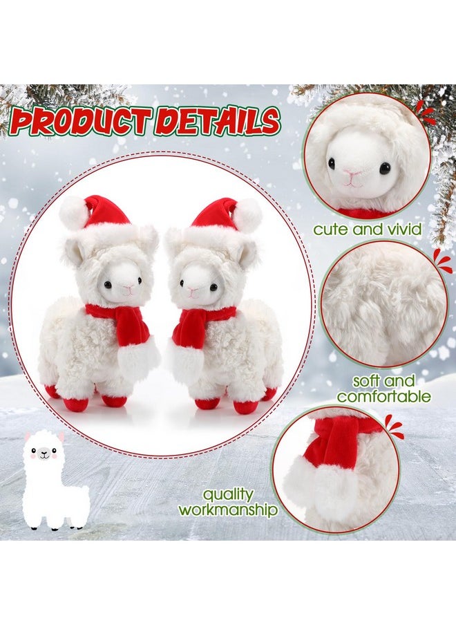 8 Inch Christmas Stuffed Animal Christmas Plush Doll With Santa Hat For Holiday Decoration, Christmas Winter Gifts (Alpaca Style)