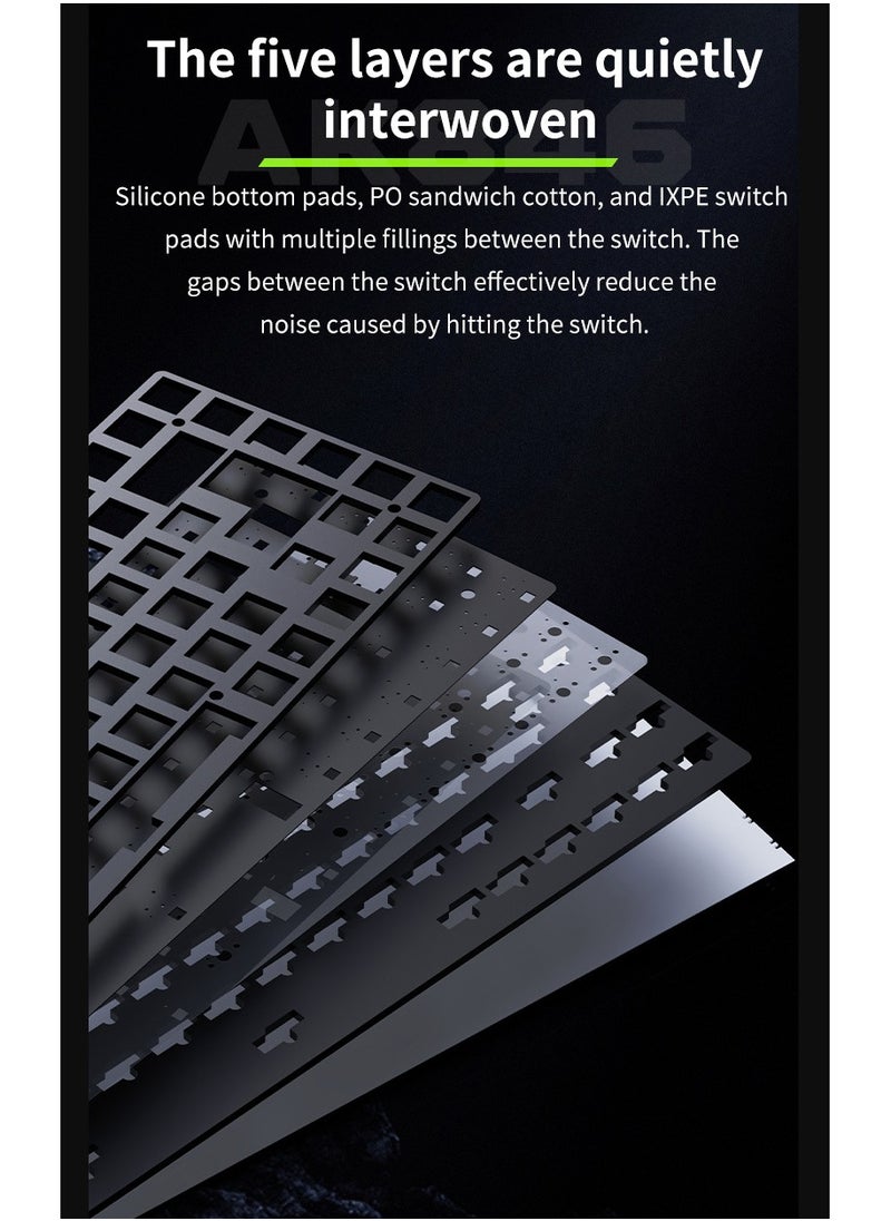 Ajazz AKP846 Mechanical Gaming Keyboard with 10.1-Inch Touchscreen, Hot-Swappable Switches, QMK/VIA Programmable, 84 Keys + Metal Knob, Noise-Dampening Structure, USB-C Wired Connection