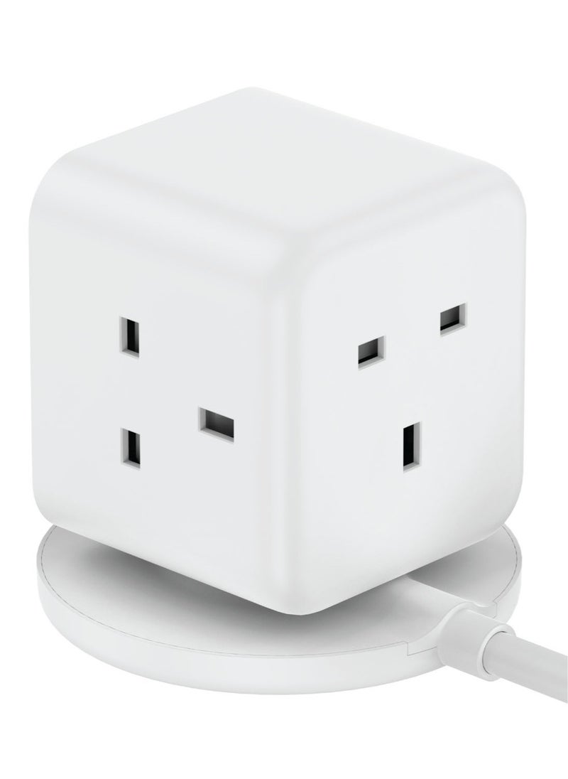 1-Charge Work Flow 3-Outlet GaN Power Cube With 25W USB Output - White