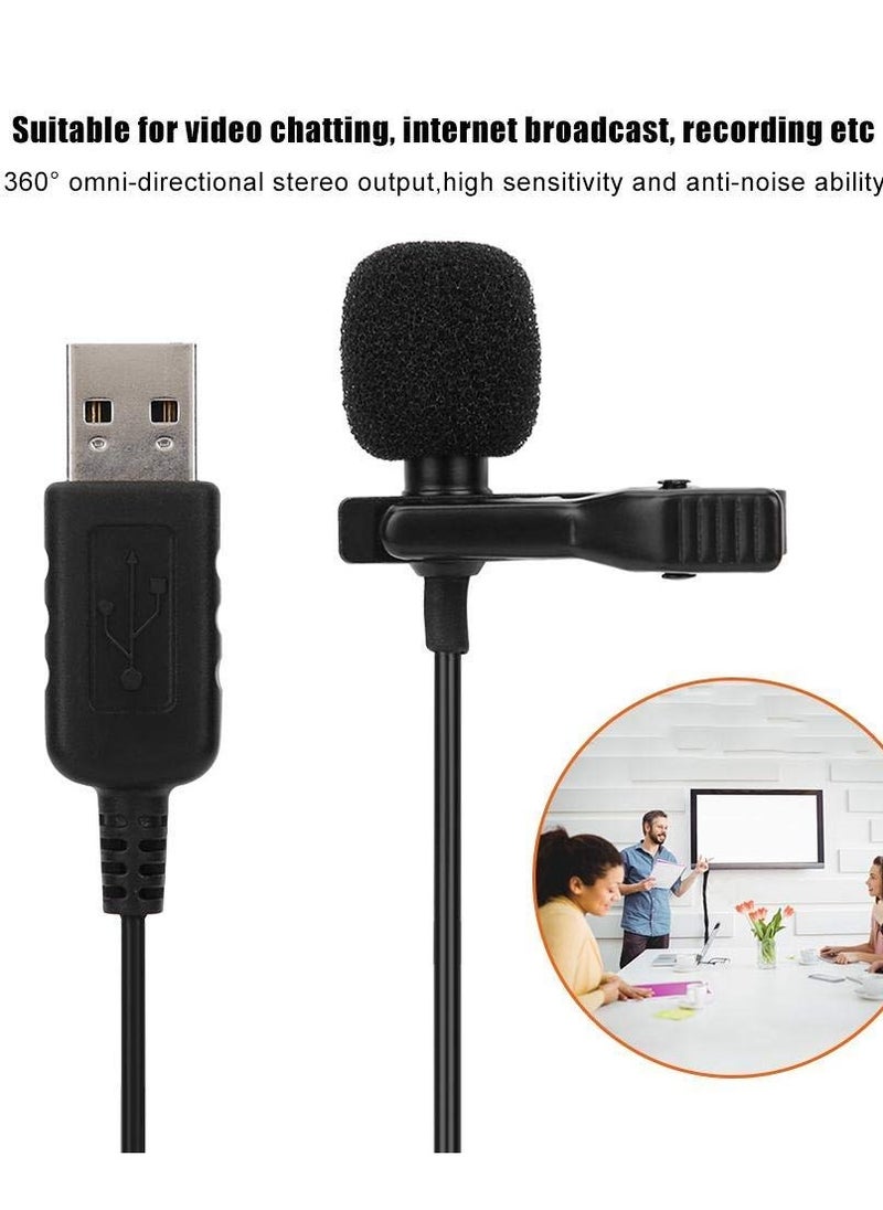 USB Lavalier Lapel Clip-on Omnidirectional Computer Microphone for Laptop, PC and Mac, Perfect Podcasting, Gaming, Streaming and Desktop Mic