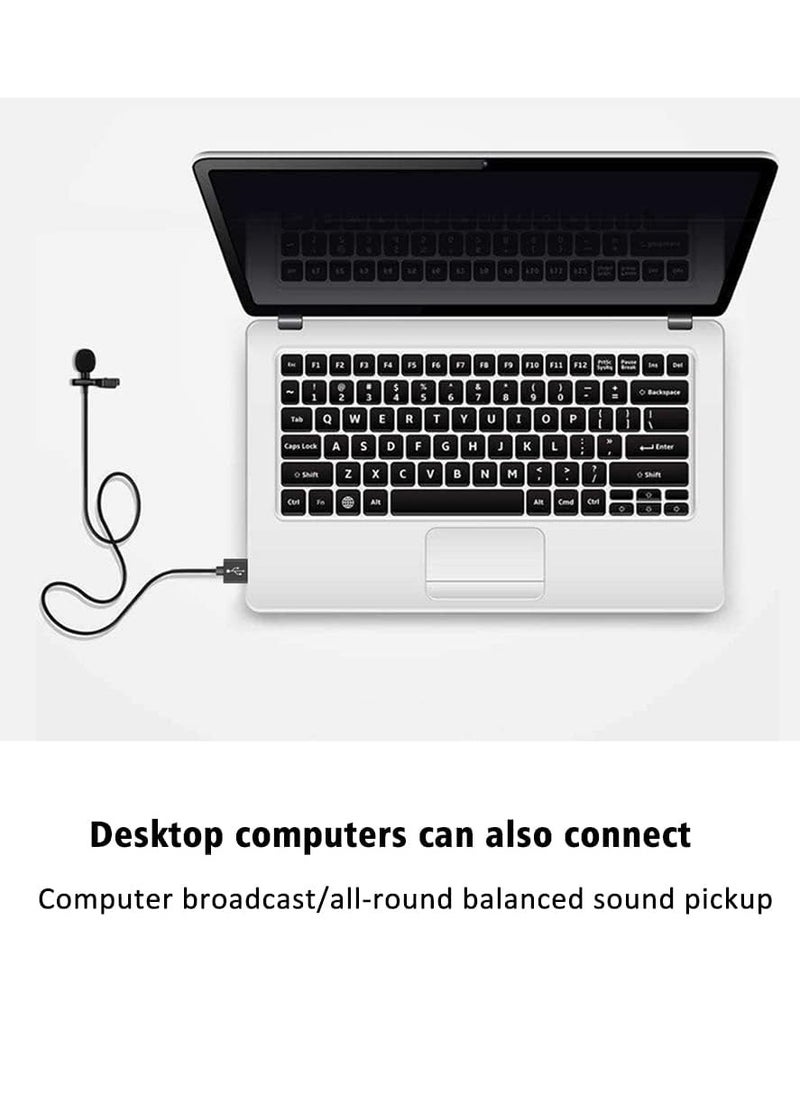 USB Lavalier Lapel Clip-on Omnidirectional Computer Microphone for Laptop, PC and Mac, Perfect Podcasting, Gaming, Streaming and Desktop Mic