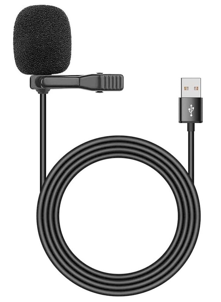 USB Lavalier Lapel Clip-on Omnidirectional Computer Microphone for Laptop, PC and Mac, Perfect Podcasting, Gaming, Streaming and Desktop Mic