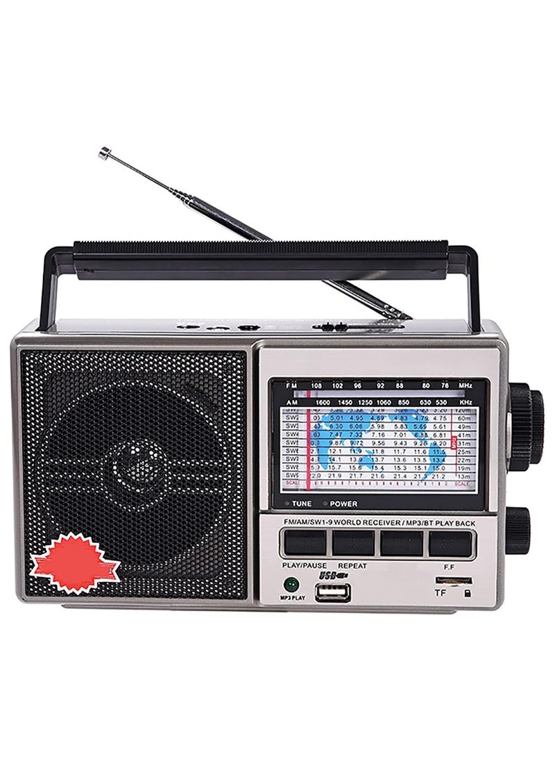 Portable cassette player and retro radio with recording capabilities, featuring full-band radio support