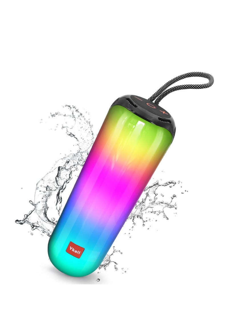 Waterproof Bluetooth Speaker with Dynamic RGB LED Lights, 20W Loud Stereo Sound, FM Radio, AUX, TF & USB – Portable Subwoofer for Outdoor Use