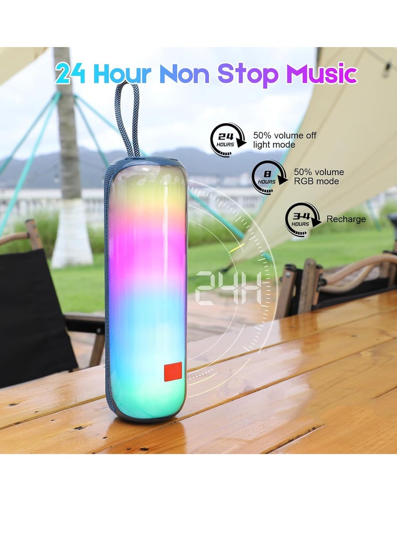 Waterproof Bluetooth Speaker with Dynamic RGB LED Lights, 20W Loud Stereo Sound, FM Radio, AUX, TF & USB – Portable Subwoofer for Outdoor Use