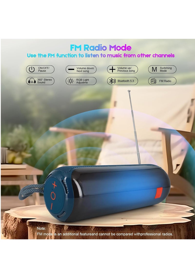 Waterproof Bluetooth Speaker with Dynamic RGB LED Lights, 20W Loud Stereo Sound, FM Radio, AUX, TF & USB – Portable Subwoofer for Outdoor Use