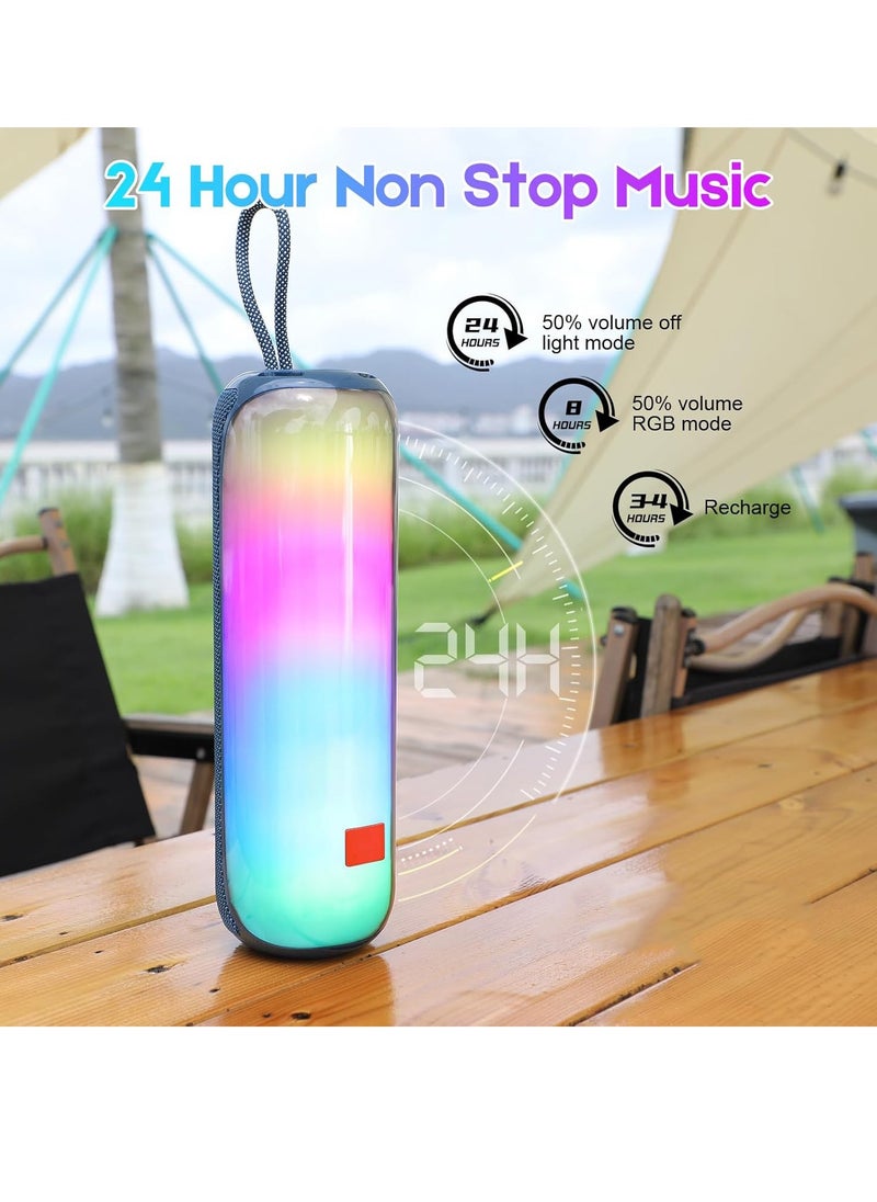 Waterproof Bluetooth Speaker with Dynamic RGB LED Lights, 20W Loud Stereo Sound, FM Radio, AUX, TF & USB – Portable Subwoofer for Outdoor Use