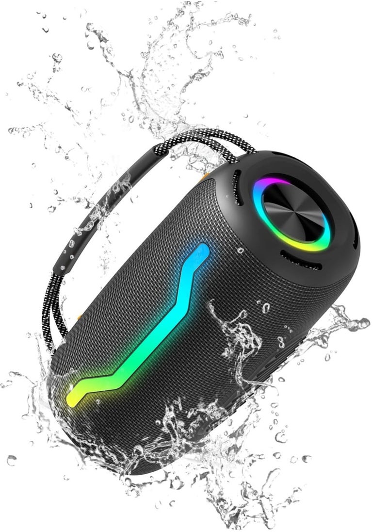 Multi-Functional Portable Bluetooth Speaker with IP67 Waterproof, LED Light, TF Card, FM, Aux Support, 360° Surround Sound, HiFi Audio, and 20Hz Bass – Perfect for Outdoor, Karaoke, Mobile, and Computer Use