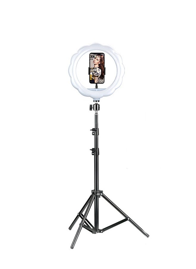 Selfie Ring Light with Extendable Floor Tripod and Phone Holder, Dimmable LED Beauty Camera Ring light with 360 Degrees Shooting Arm for Makeup, Photo Selfie, Video Recording, Live Streaming