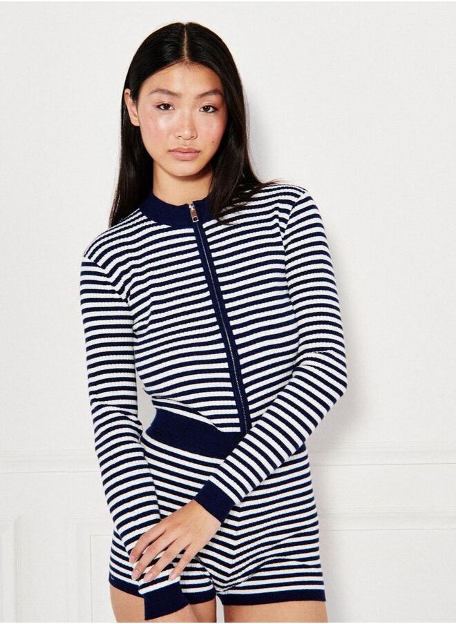 Striped knitted cardigan