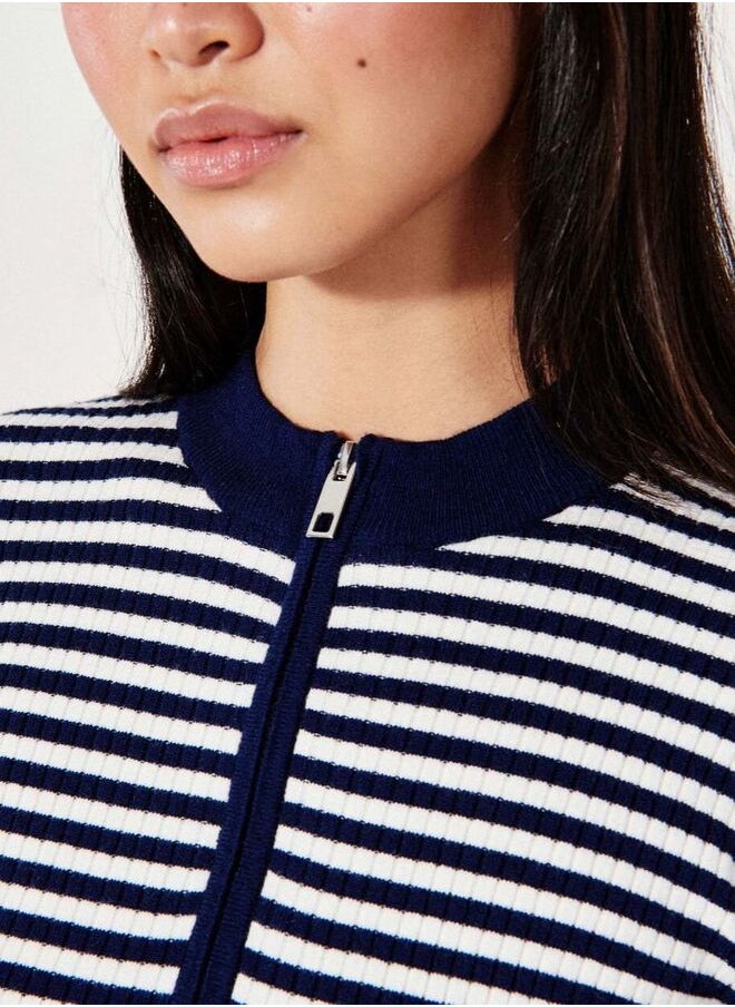 Striped knitted cardigan