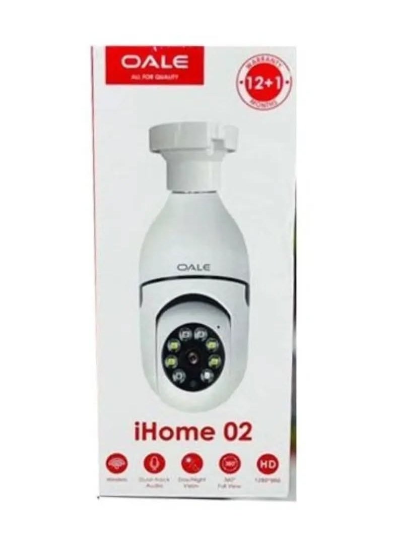 iHome 02 Security Camera Dual Track Audio Support Night Vision Motion Detect Security Camera 360 Full View Two Way Real Time Voice Calling Camera White