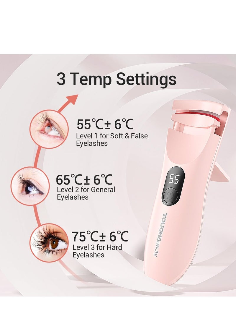TOUCHBeauty Heated Eyelash Curler,Rechargeable Electric Eyelash Curler with LED Display,3-Level Adjustable Temperature,Rechargeable Natural Curling 24H Long Lasting for Women AG-2316pink
