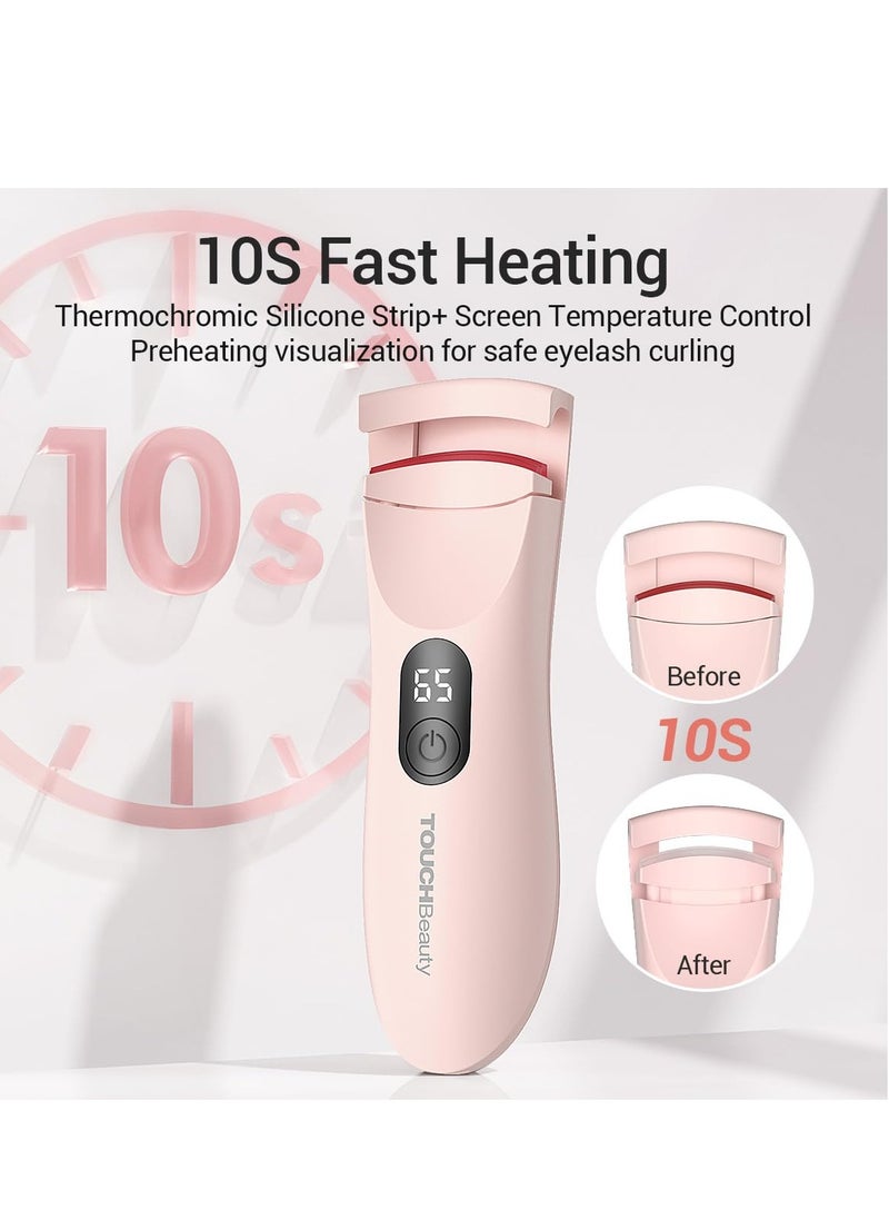 TOUCHBeauty Heated Eyelash Curler,Rechargeable Electric Eyelash Curler with LED Display,3-Level Adjustable Temperature,Rechargeable Natural Curling 24H Long Lasting for Women AG-2316pink