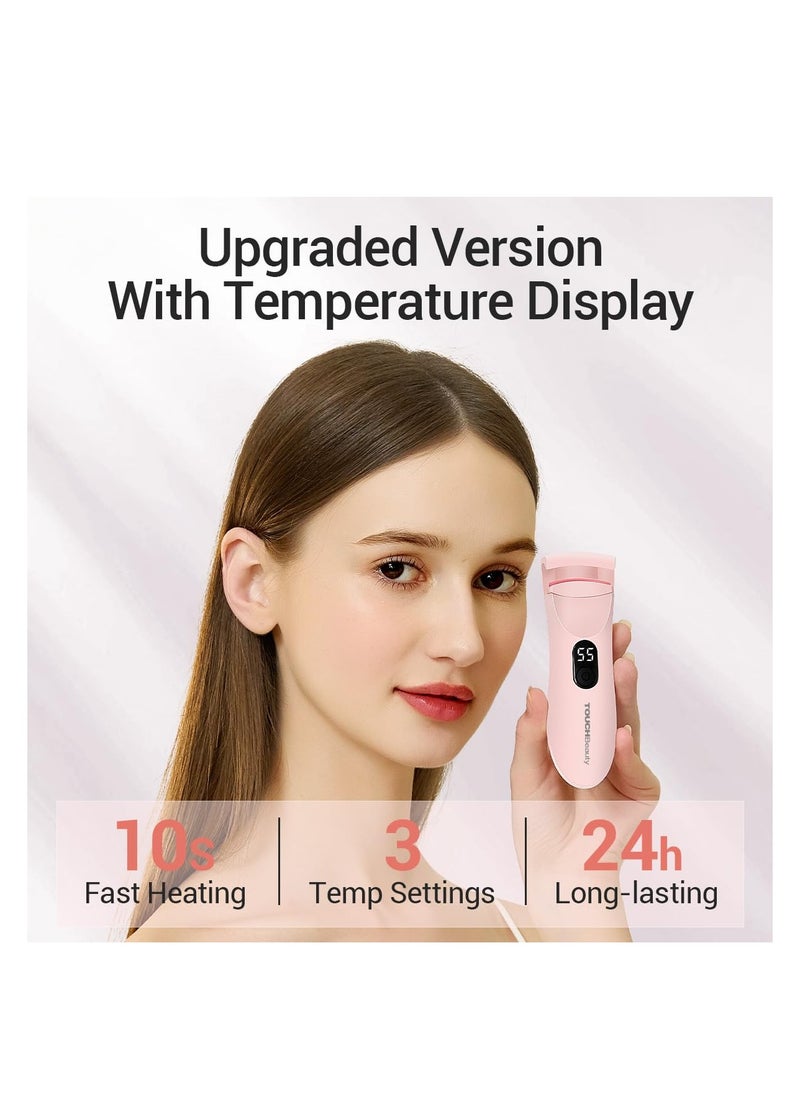 TOUCHBeauty Heated Eyelash Curler,Rechargeable Electric Eyelash Curler with LED Display,3-Level Adjustable Temperature,Rechargeable Natural Curling 24H Long Lasting for Women AG-2316pink