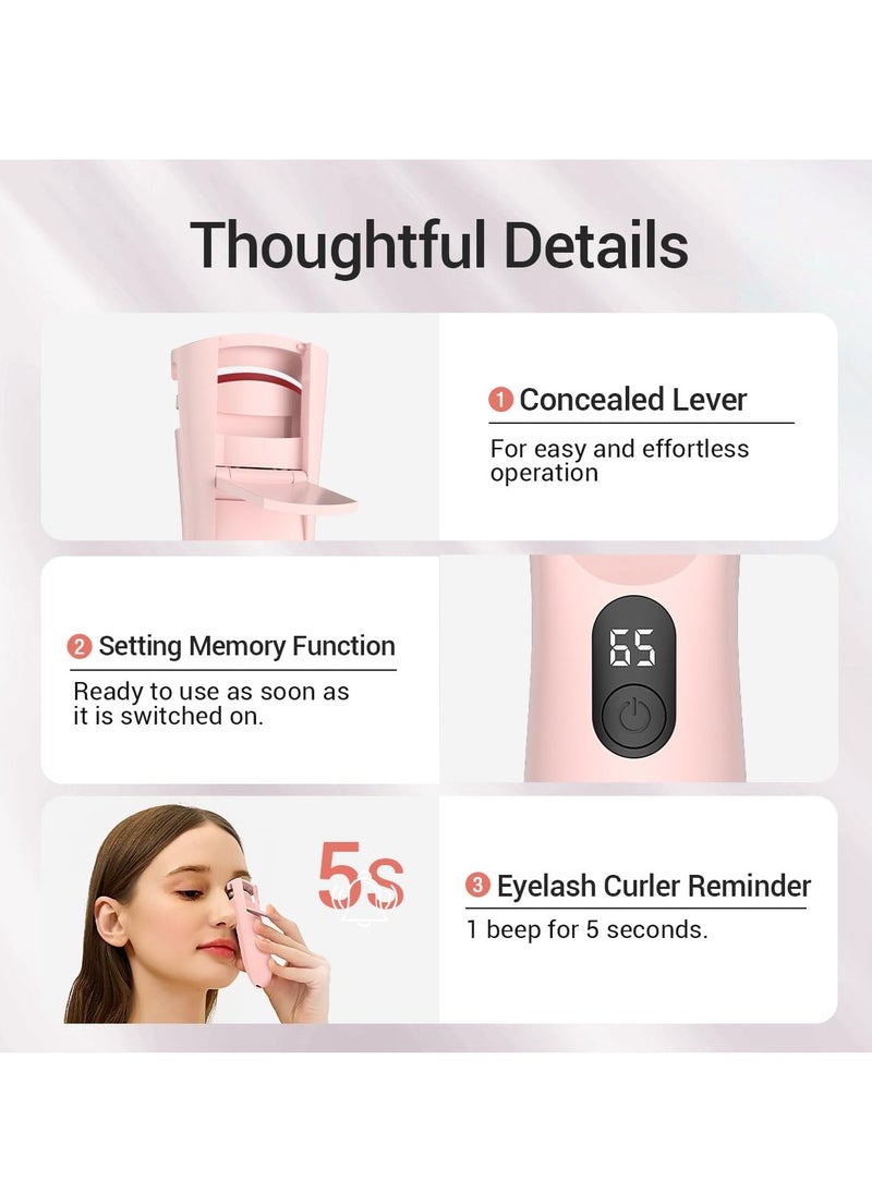TOUCHBeauty Heated Eyelash Curler,Rechargeable Electric Eyelash Curler with LED Display,3-Level Adjustable Temperature,Rechargeable Natural Curling 24H Long Lasting for Women AG-2316pink