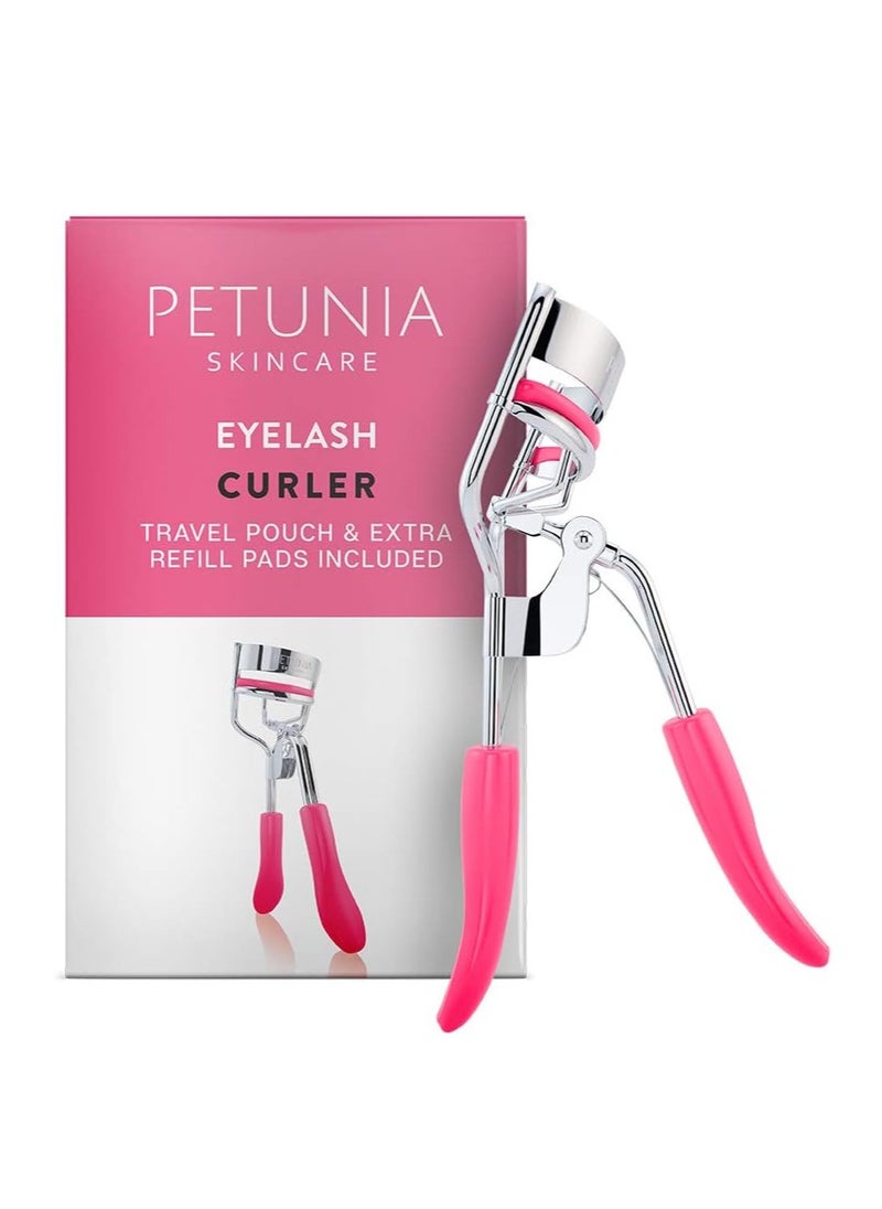 Silicone Eyelash Curler with Refill Pads & Satin Pouch Designed for No Pinching or Pulling and Perfect for Those with Straight Flat Lashes Wanting Dramatic Long Lasting Seamless Curls