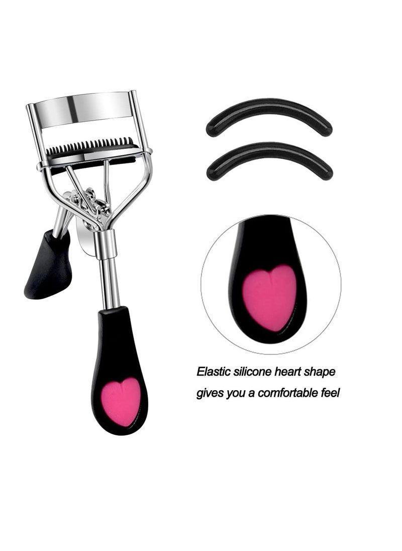 Pinkiou Eyelash Curlers with Comb and Eeylash Separator Set Professional Lash Curler with Built-in Comb Ergonomic Heart-Shaped Handle and Eyelash Comb Tool for Daily Makeup