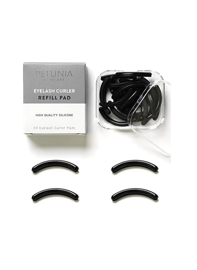 BLACK Eyelash Curler Refills (24-Pack) Replacement Pads | Eye Lash and Cosmetic Accessory | Create Permanent Curls and Intense Lashes | Universal Fit for Standard Curlers