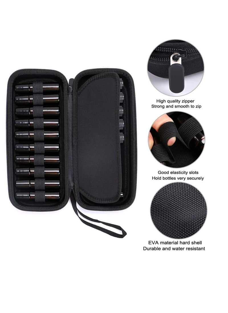 Hipiwe EVA Essential Oils Carrying Case Organizer for 20 Bottles 5ml 10ml Standard and Rollers Bottles Portable Hard Shell Essential Oils Travel Bag Holder for Essential Oils Bottle Storage (Black)