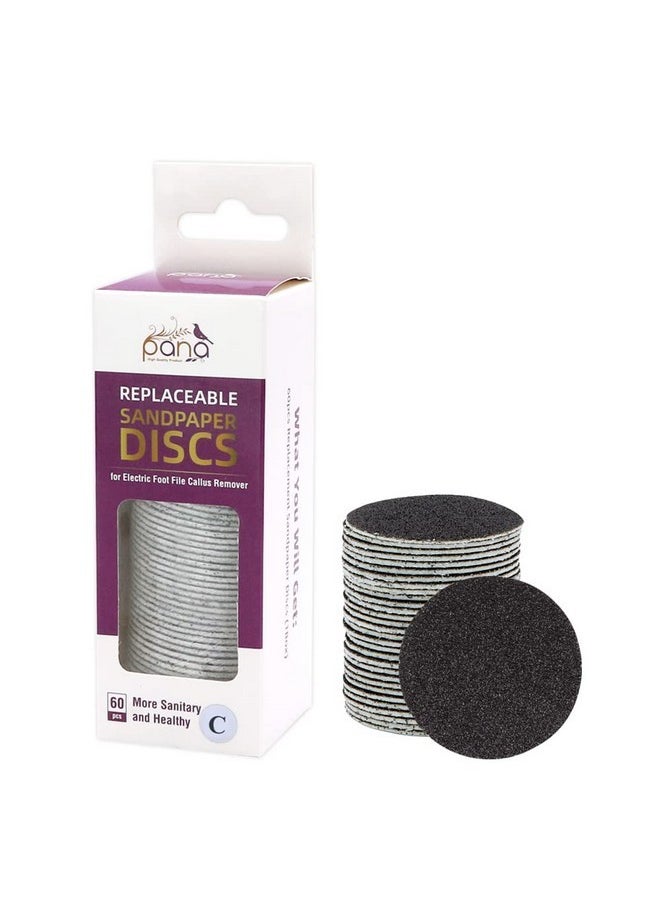 Round Black Coarse Grit Replaceable Sandpaper Refill Discs - Pedi File Easy Strip Peel Pads Refill For Electric Foot File Callus Remover - (100 Grit, 60Pcs)