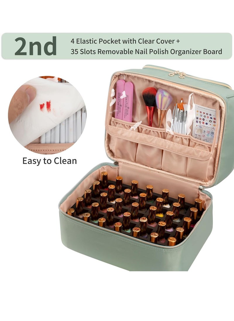 Nail Polish Organizer Case, Nail Supplies Storage Box Holds 45 Bottles Nail Polish & Nail Lamp, Travel Nail Tech Carrying Case, Nail Kit Bag For Nail Stuff & Manicure Tools