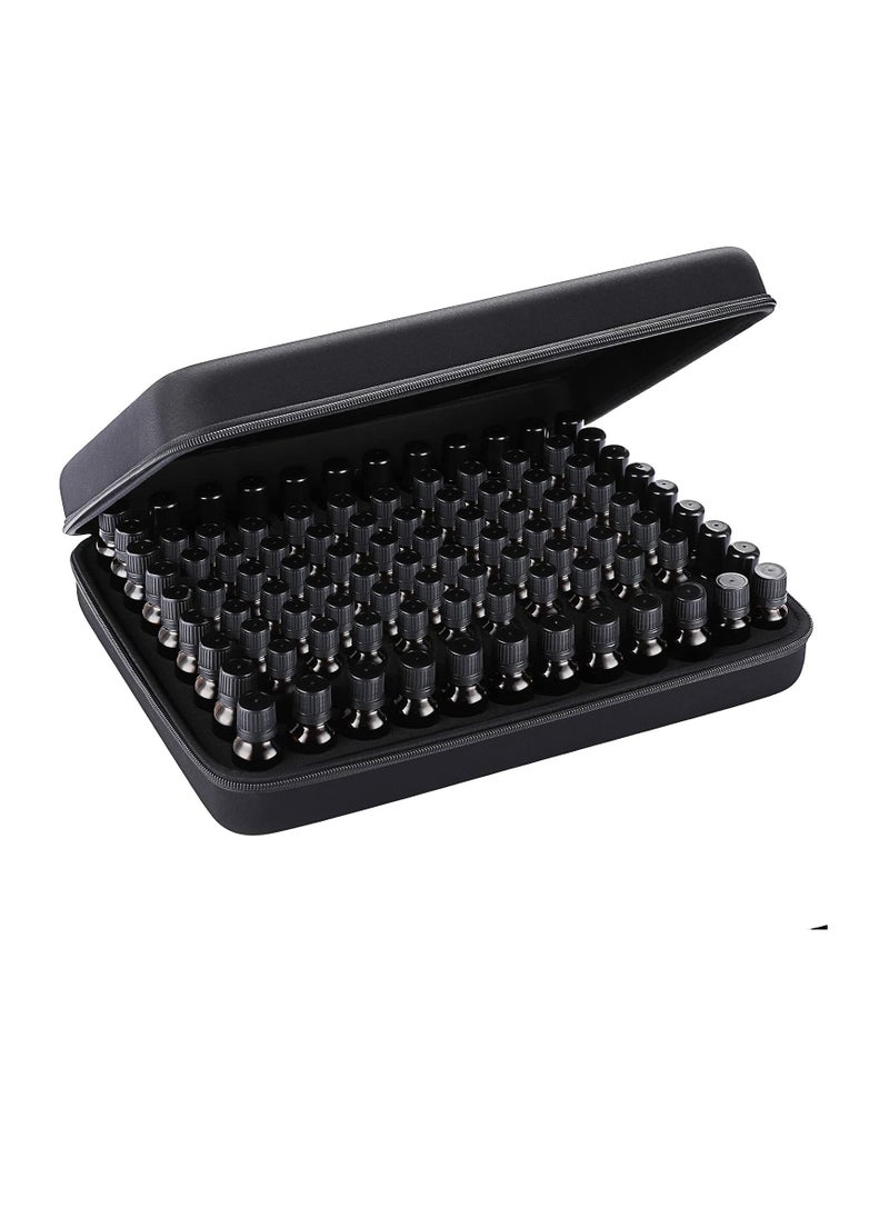 Hipiwe 108 Bottle Essential Oils Carrying Case Holds 5ml, 10ml, 15ml Bottles Hard Shell Exterior EVA Essential Oils Storage Organzier Bag with Foam Insert and Carrying Handle (Black 108 Slot)