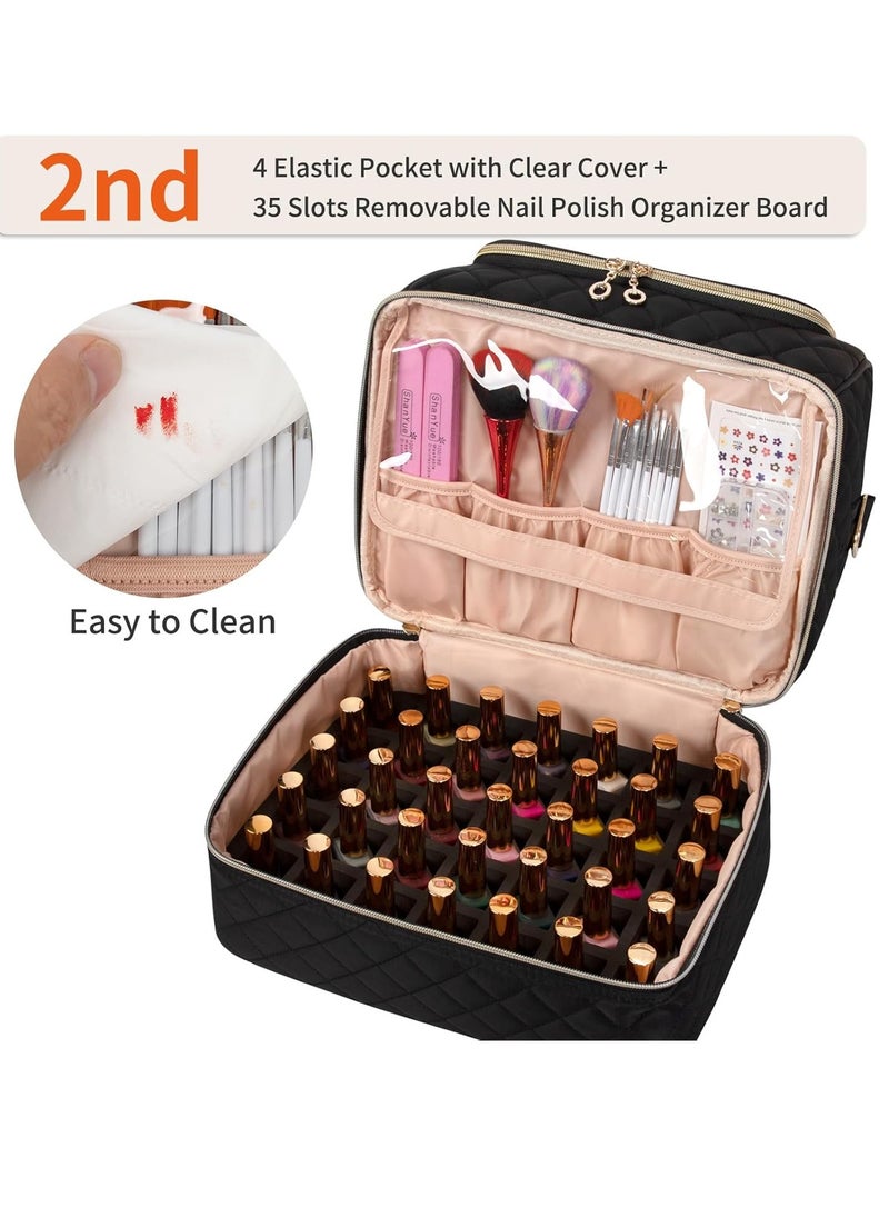 Nail Polish Organizer Case, Nail Organizers And Storage Bag Holds 45 Bottles Nail Polish & Nail Lamp, Travel Nail Supplies Organizer Carrying Case with Nail Tech Kit & Manicure Tools Storage Sections