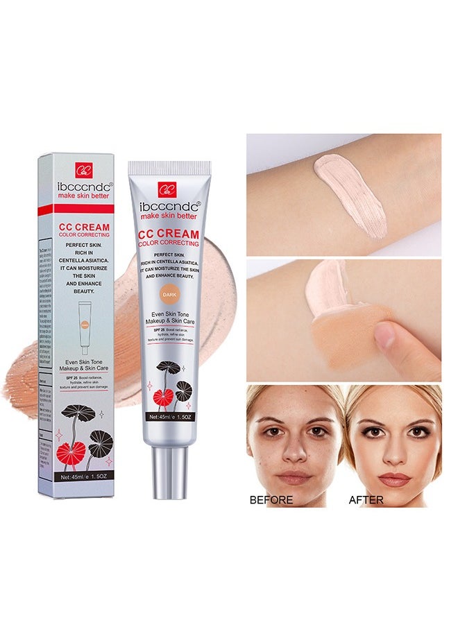 Make Skin Better-CC Cream Color Correcting，Multi-Purpose Skin Tone Adjusting CC Cream Concealer Full Coverage, SPF 25 Sunscreen Moisturizing Pre-Makeup Primer Brightening For Mature Skin (DARK)