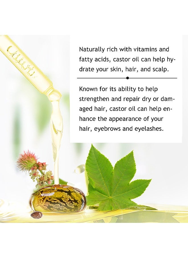 Castor Oil Certified Organic，Castor Oil For Eyelashes and Eyebrows, Organic Jamaican Black Castor Oil Cold Pressed Hair Growth Oil, Skin Moisturizer Body Oil ith Eyelash Kit 50ml