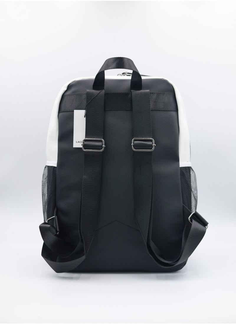 Lacoste Black and white color block backpack