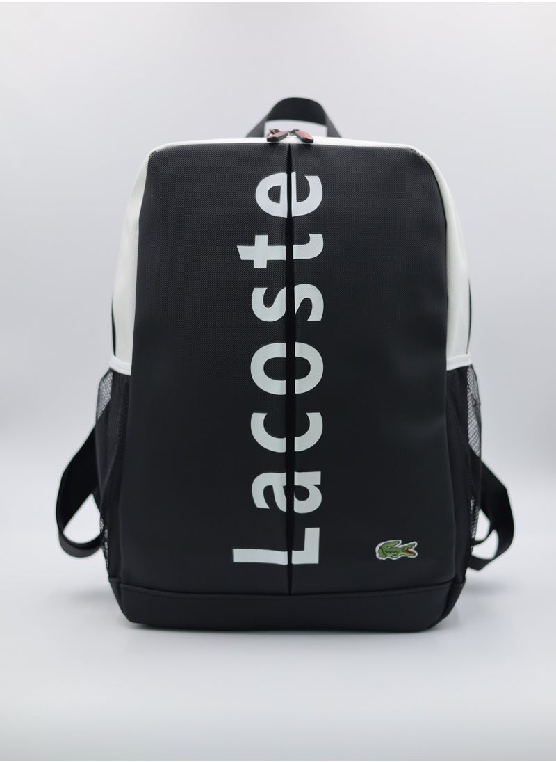 Lacoste Black and white color block backpack
