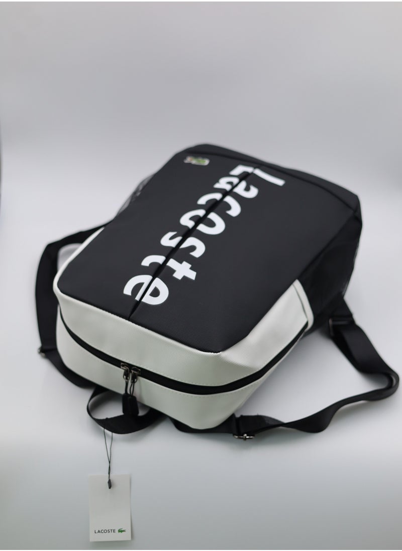 Lacoste Black and white color block backpack