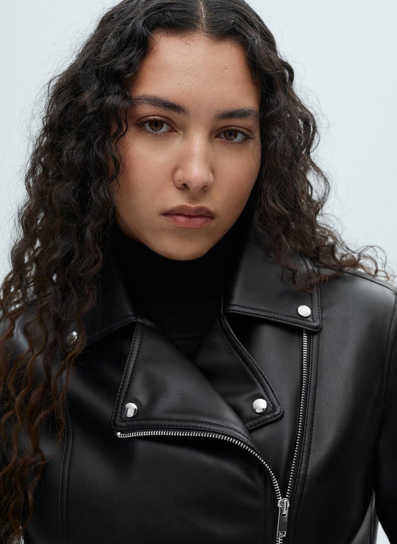 Leather-Effect Biker Jacket