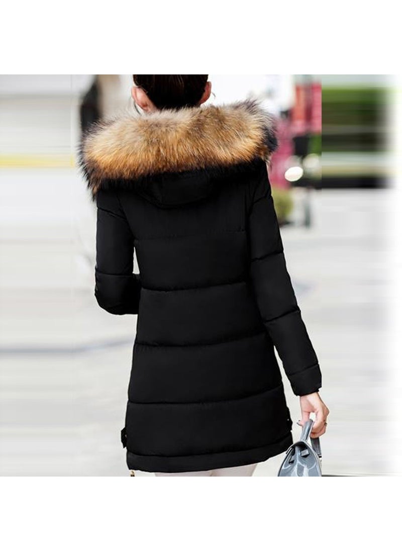 Fur Collar Hooded Winter Women's Puffer Coat