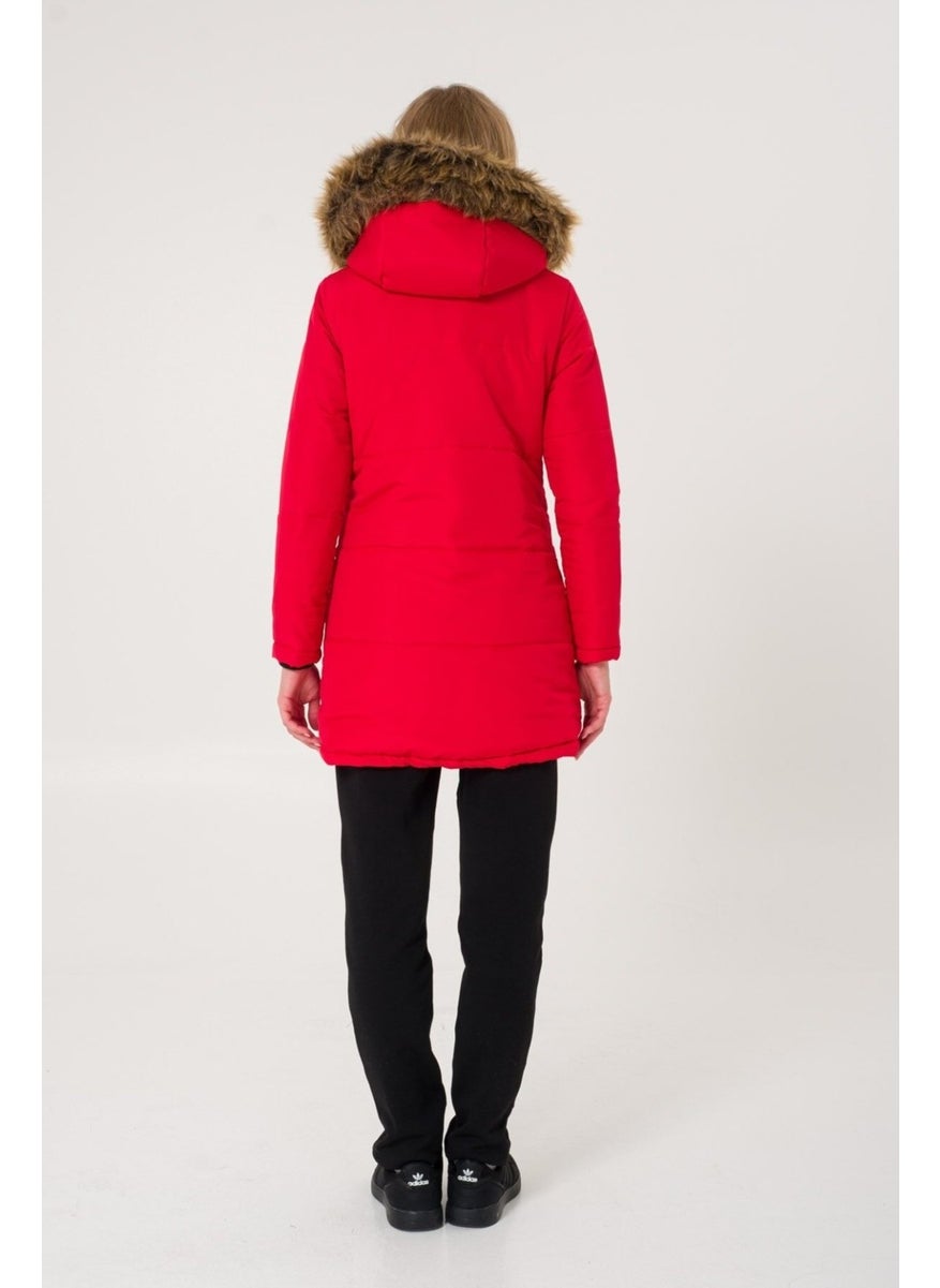 Winter Fur Collar Puffer Women's Coat 7112RED5