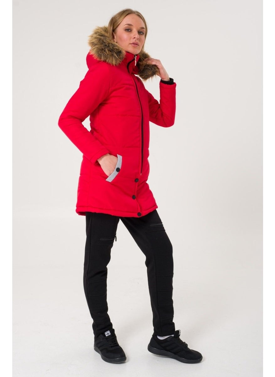 Winter Fur Collar Puffer Women's Coat 7112RED5