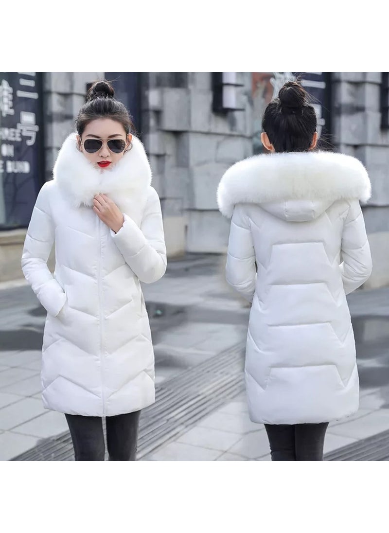 Winter Fur Hooded Women's Puffer Coat