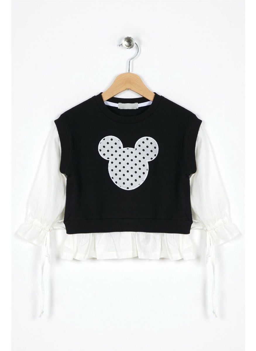 Girl Black Color Tassel Sweatshrit