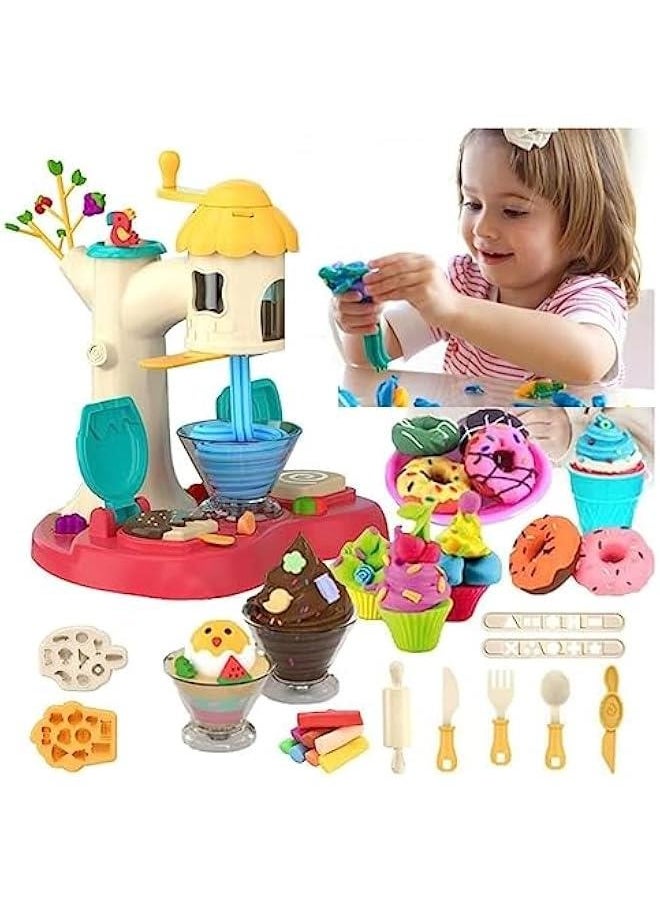 26 Pcs Kitchen Creations Ice Cream Maker Machine, and Noodle Playset , Tool Set for Toddlers,3 4 5 6 Years Old Boys Girls Dough Birthday Holiday Gift for Kids